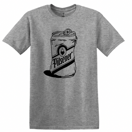 Pilsener simple lines beer can t-shirt